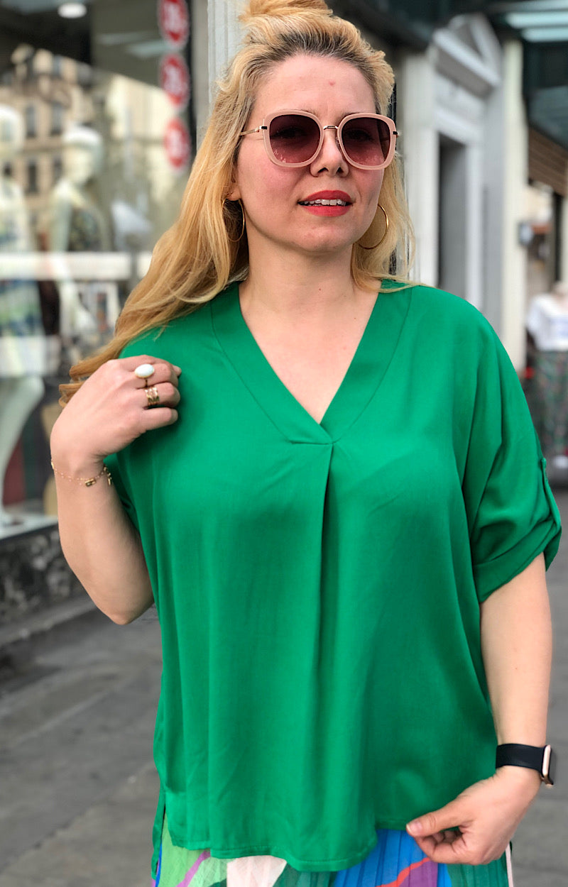 CHEMISE VISCOSE AMPLE VERTE 27222A