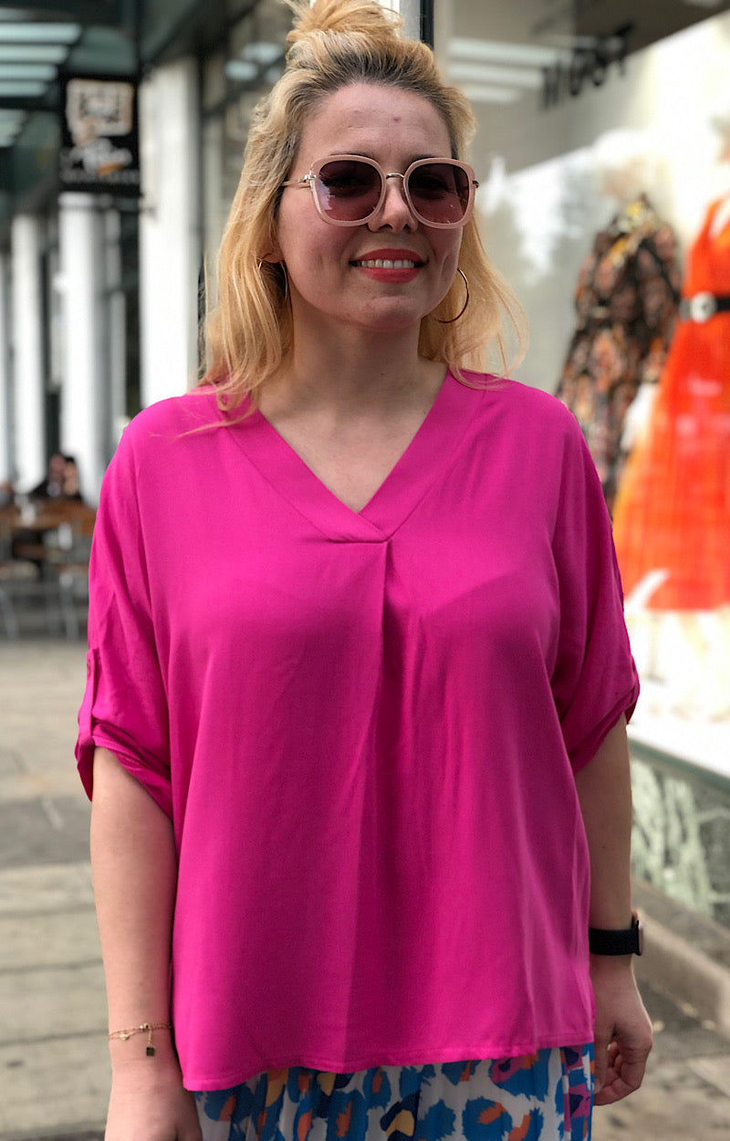 CHEMISE VISCOSE AMPLE FUCHSIA 27222B